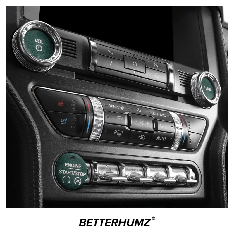 For Ford Mustang GT 2015-2023 Made of Alcantara Center Console Volum Knob Trim Sticker Protector Car Interior Tuning Accessories