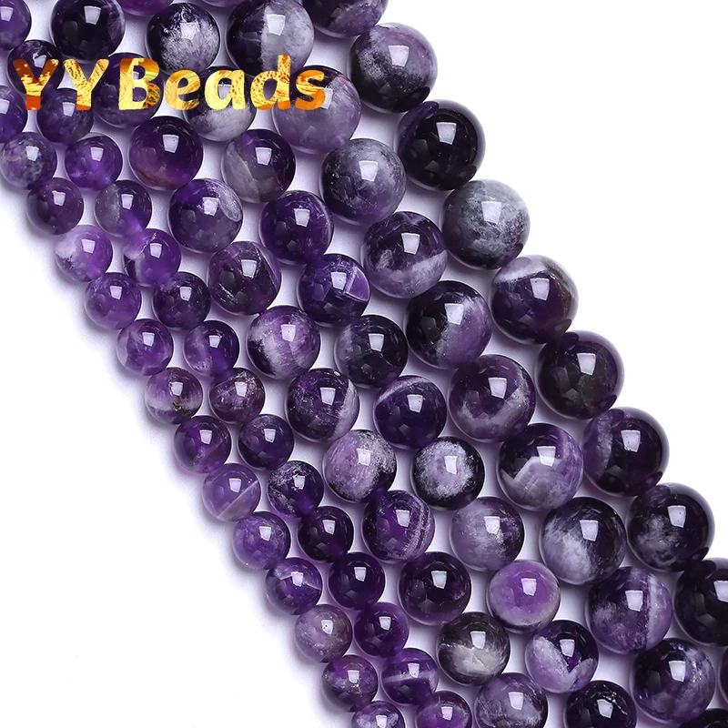 

Natural Cloud Amethyst Beads Purple Crystal Quartz For Jewelry Making Round Loose Beads DIY Bracelets 4 6 8 10 12mm 15" Strand