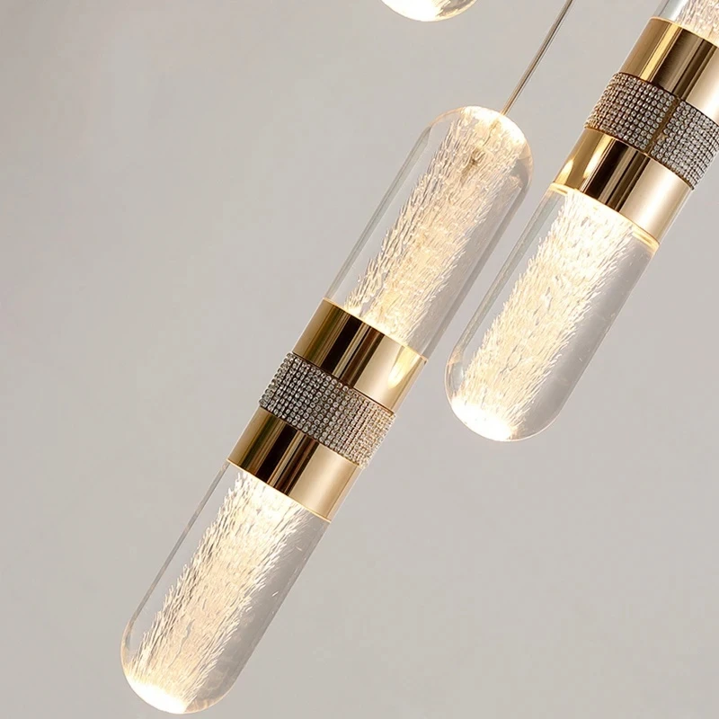 

Modern Home Decoration Crystal Chandelier Stair Pendant Lamp Living Room Pendant Lights Interior Lighting