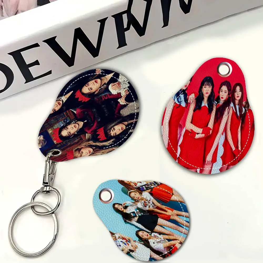 band trendy R-Red Velvet Leather access card holder, water drop keychain, bus card elevator induction protective cover