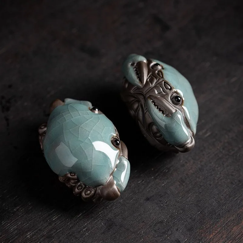 Ceramic Crab Porcelain Figurine Tea Pet Art Model Handmade Decorative Ornament Animal Pottery Sculpture Cute Statue Glaze Fun