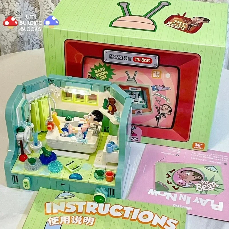 Anime mr. Bean House Szene Serie Baustein Kreativität klassische Häuser Modell Ziegel Dekoration Puzzle Spielzeug für Weihnachts geschenke