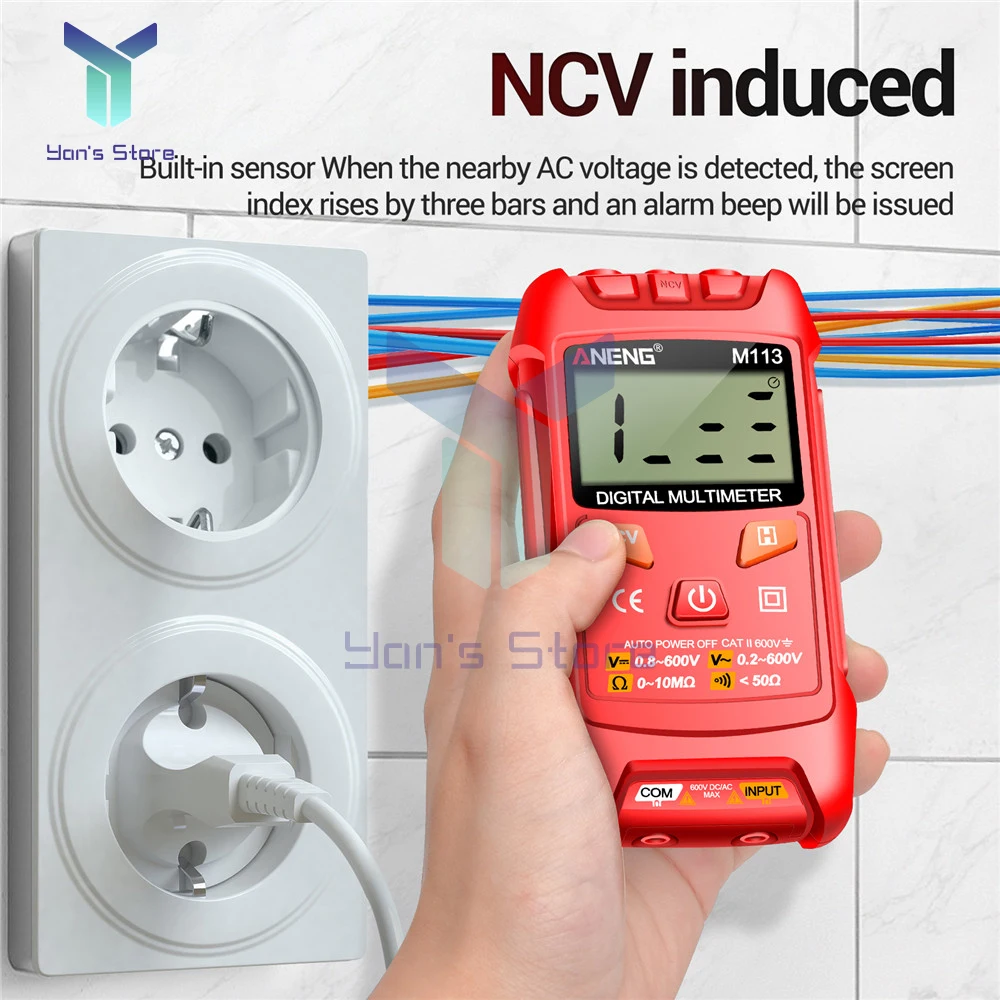 1Pcs ANENG M113 Automatic Professional Digital Multimeter 1999 Counts Auto AC/DC Votage Tester Ohm Current Ammeter Detector Tool