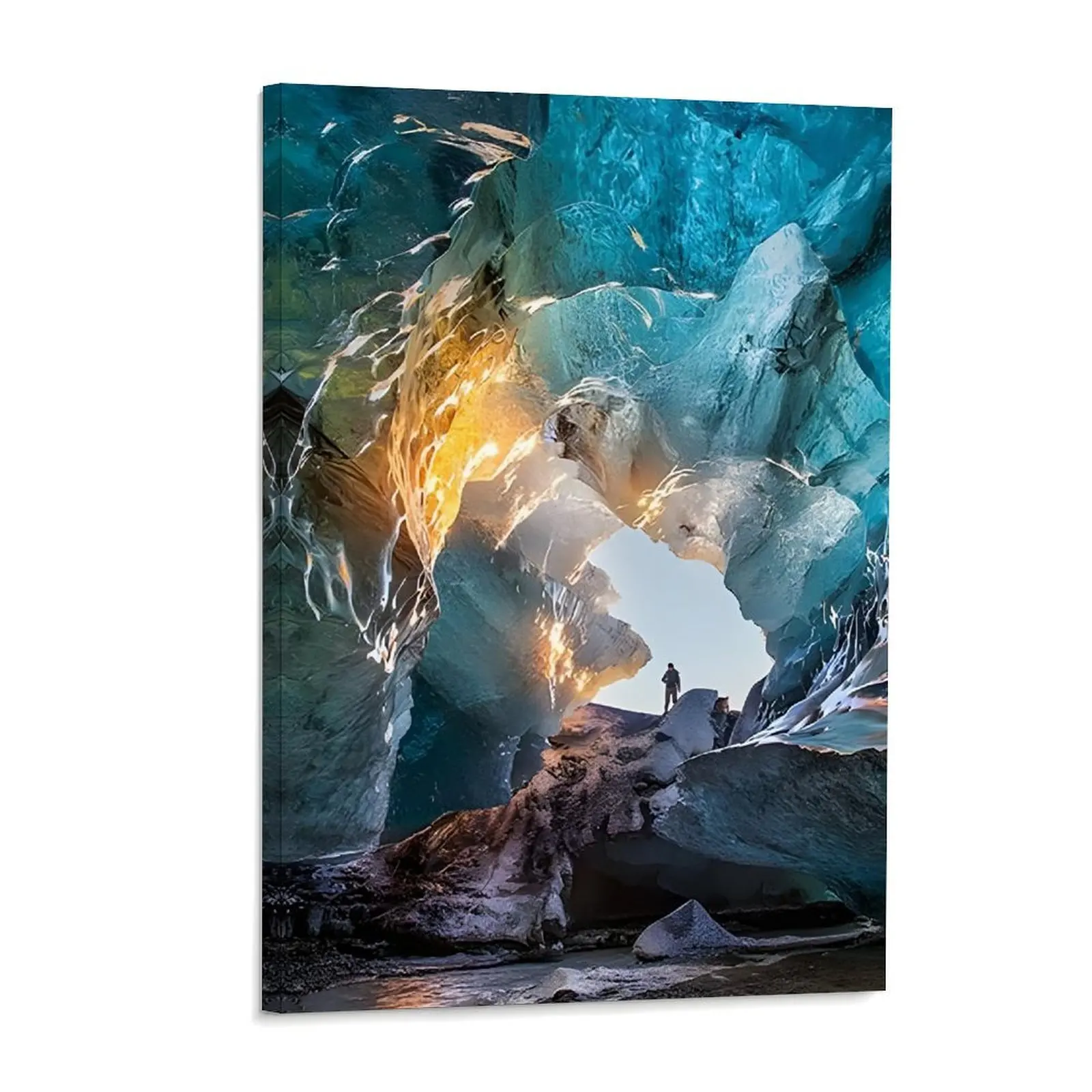Blaue Eiskugel-Gletscher-Abenteuer-Poster Abstrakte Landschaft Leinwand Wandkunst Poster Gemälde Dekoration für Zuhause Schlafzimmer Wohnheim Badezimmer Dekor Geschenk