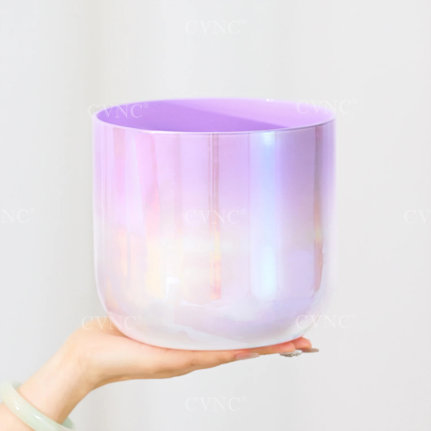 

CVNC 7 Inch Dream Purple Nebula Color Alchemy Clear Quartz Crystal Singing Bowl for Sound Healing and Meditation with Mallet