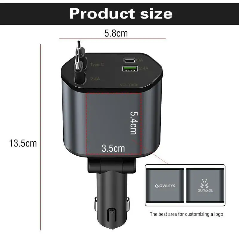 شاحن سيارة جديد، كابل صغير 4 في 1 قابل للسحب، شحن سريع من النوع C للهواتف المحمولة. #6