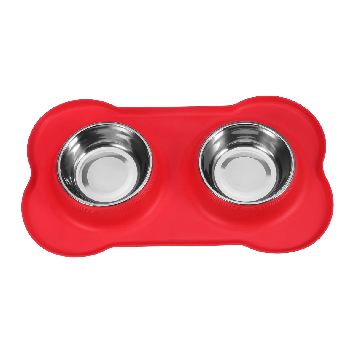 

Set of 2 Pet Double Bowls Stainless Steel Food Water Dog Feeding Bowl Non-Skid Silicone Stand Extra Large Base Spill Proof