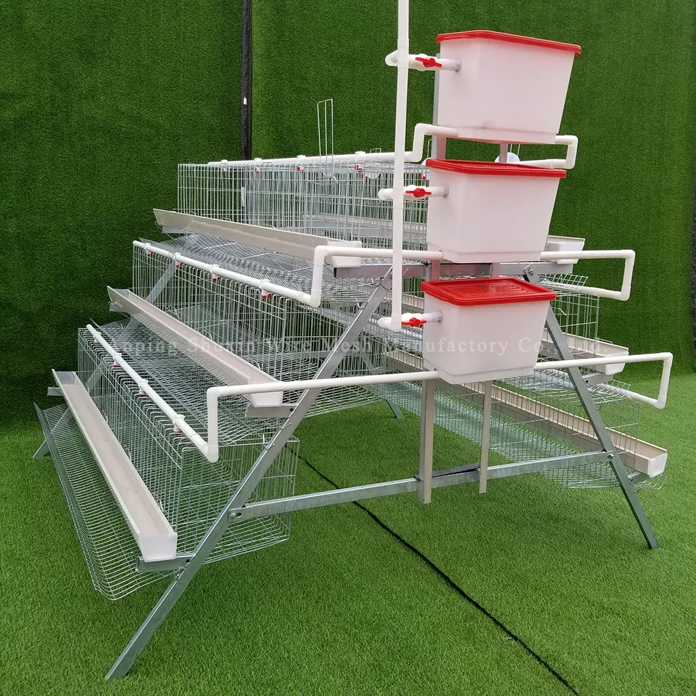 Hot Sale 3 Tiers 4 Doors  A Type  Galvanized  Chicken Cage Capacity 96 Birds for Poultry Raising in the Philippines Animal Cages