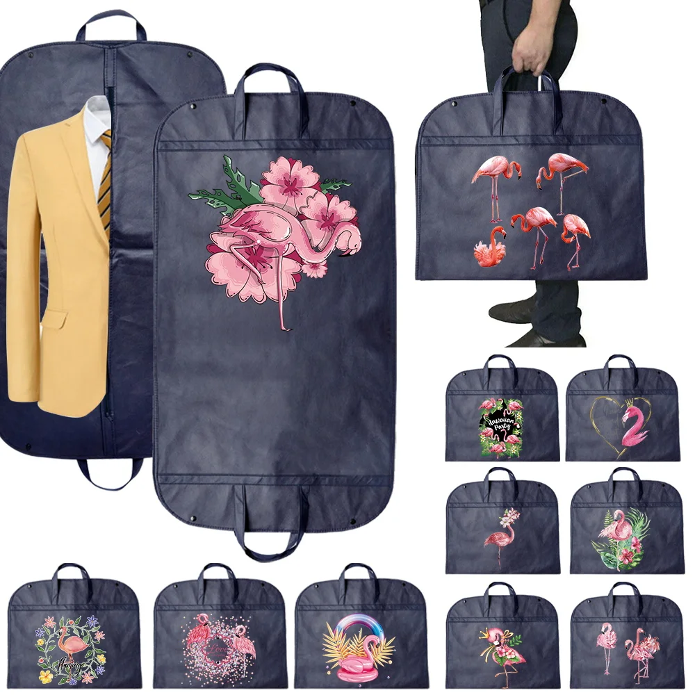 Clothes Dust-proof Cover Zipper Bag Flamingo Print Dark Blue Garment Protector Fully Enclosed Cover Bag Hanging Storage Bag 2026