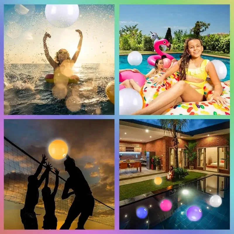 LED Light 16 Colors Luminous Beach Ball 16Colors Remote Control Floating Pool Light Waterproof Inflatable Floating Light