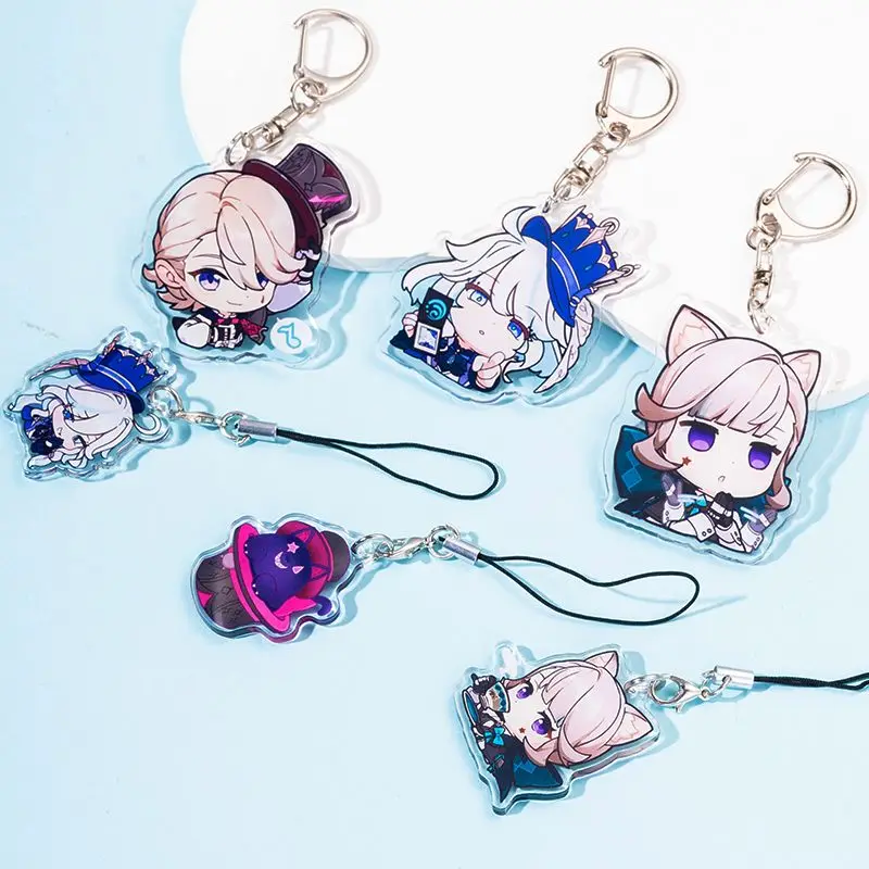 Game Game Impact Focalors Lyney Double-sided Interlayer Acrylic Figure Keychain Metal Holder Key Ring Cover Hang Jewelry Gift