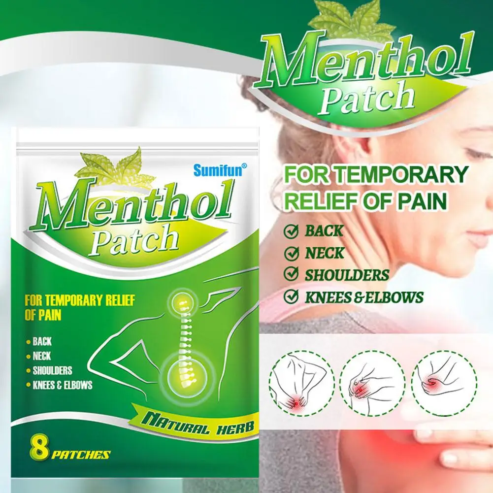 Herbal Mint Joint Patch, Alivia a coluna, Coluna Cervical, Coluna Lombar, Joelhos, Massagem Confortável, Cuidado Conjunto, 8pcs por pacote