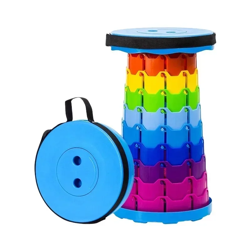 Outdoor family rainbow retractable portable barbecue stool