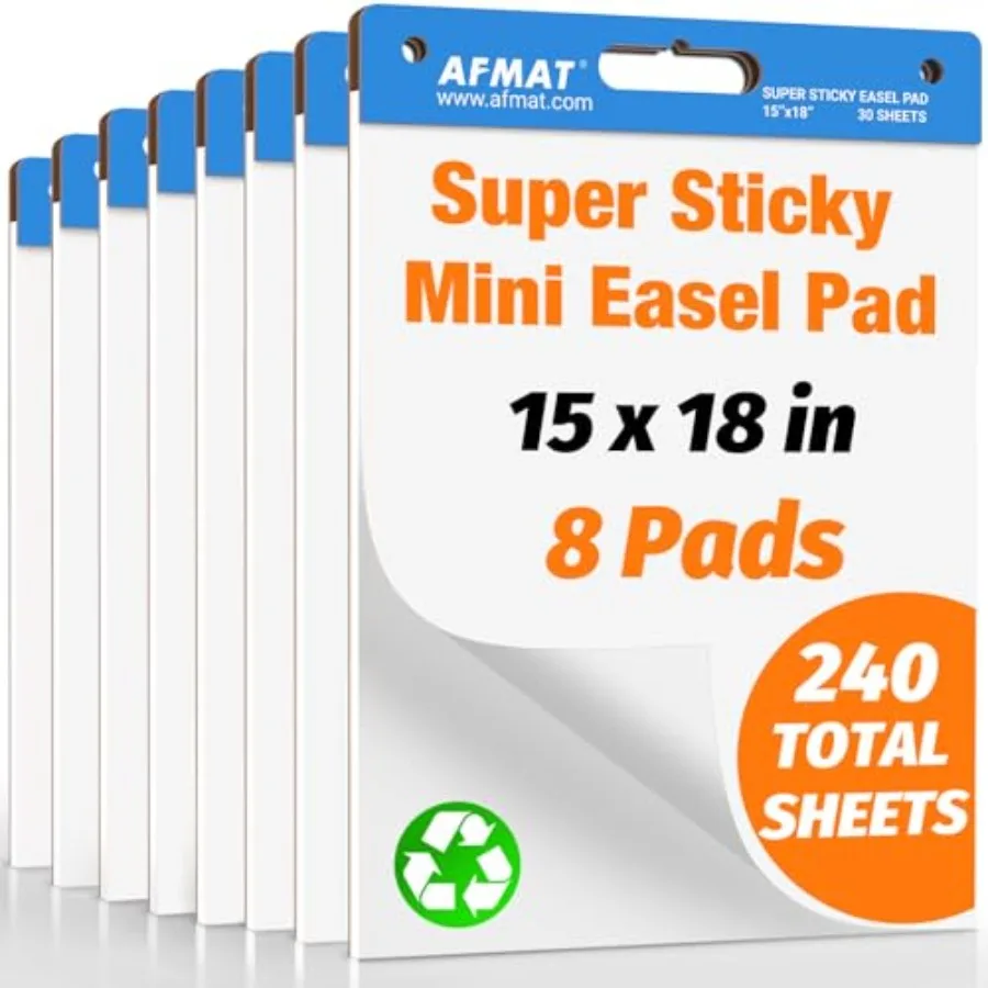 

Sticky Mini Easel Pads 15 in x 18 in Flip Chart Paper for Teachers Super Sticky and Bleed-Resistant Self-Stick Easel Paper for