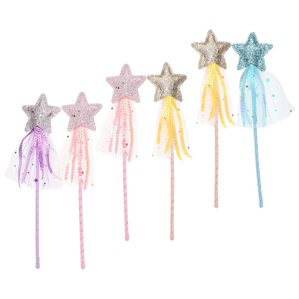 6 stks Fee Speelgoed Roze 2 Paars 1 Goud 2 Blauw 1 Kids Fairy W Verjaardagsfeestje Rollenspel Kostuum Sticks voor Meisjes