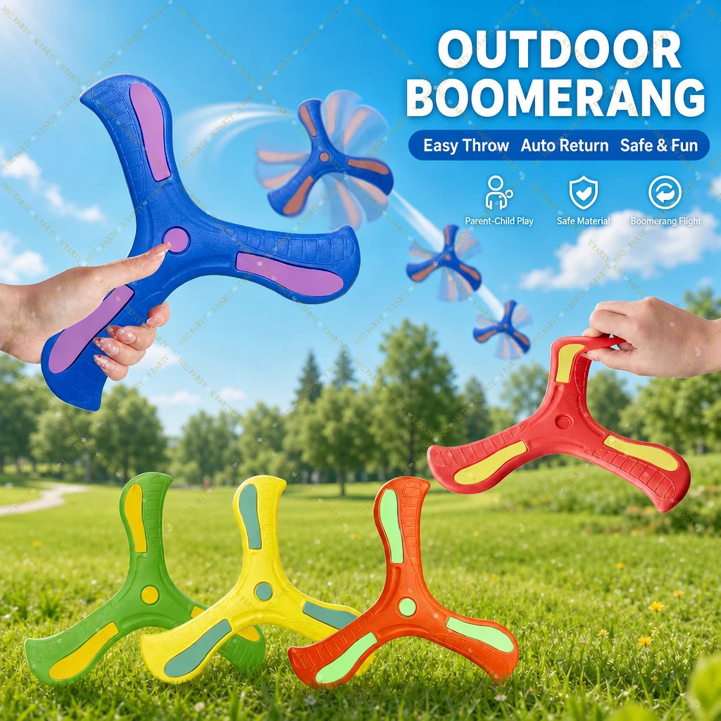 Outdoor Sport Party Decor Flying Disc Soft Touching Boomerang Return Dart Three-leaf Cross Hand Throw Spinner Interactive Game