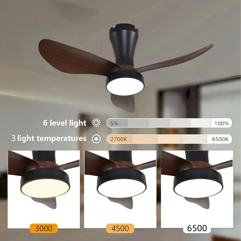 32-Inch Scandinavian Ceiling Fans, Detachable Nordic Fan Lamp, Light Luxury Flush Mount for Living Room, Dining Room, Study