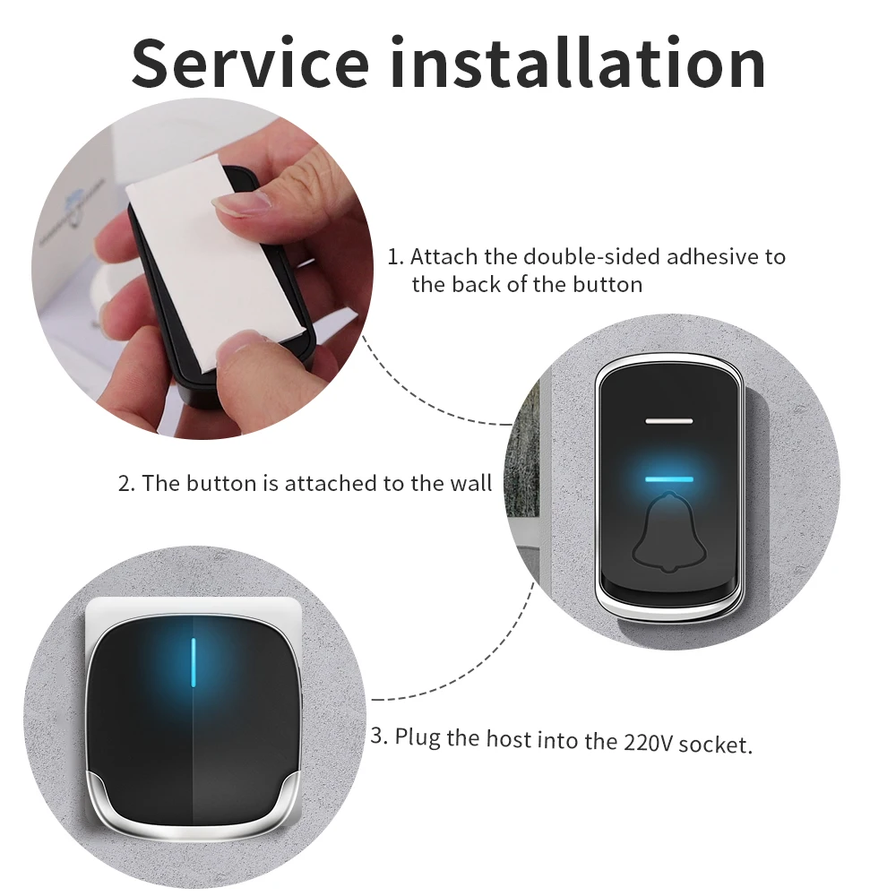 Outdoor Wireless Doorbell EU Plug 300M 23A 12V Battery Waterproof Smart Home Wall Penetrating Door Bell 37 Songs Welcome Melody