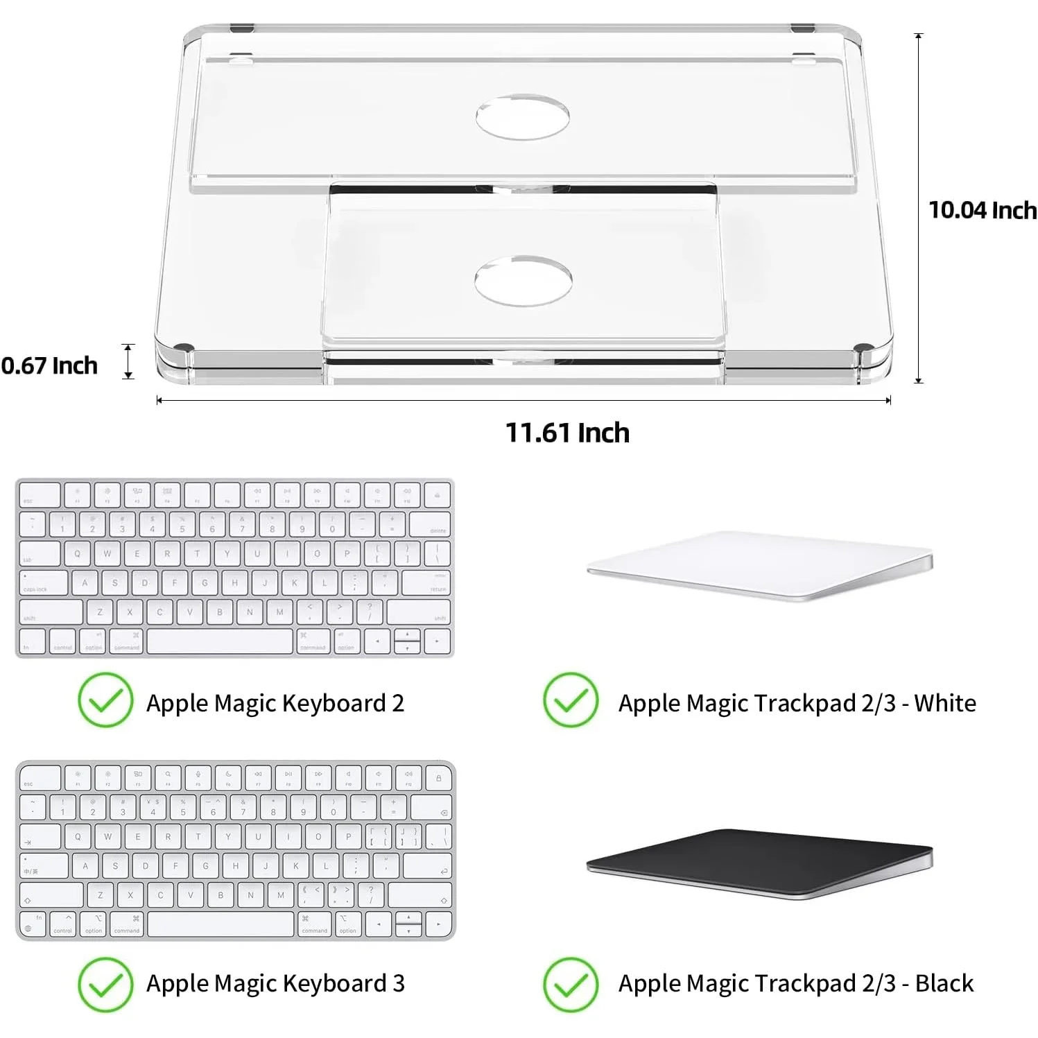 Acrylic Stand Holder,Clear Transparent Mac Compact Keyboard and Touchpad Support Tray, Ergonomic Stabilizer Riser