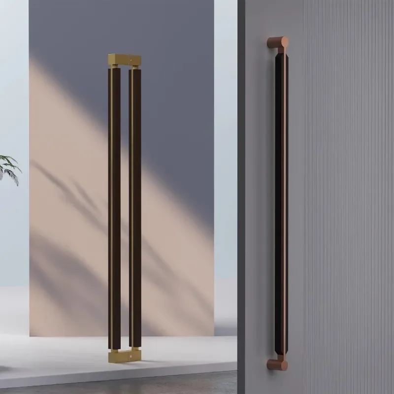 Stainless Steel Double Glass Door Handle Solid Wood Floor Spring for Hotel Heavy Duty Tempered Glass Entrance Hardware Modern