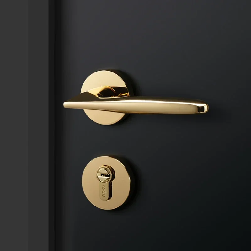 Modern door lock solid wood split door luxury simple gold silent door lock indoor bedroom door lock