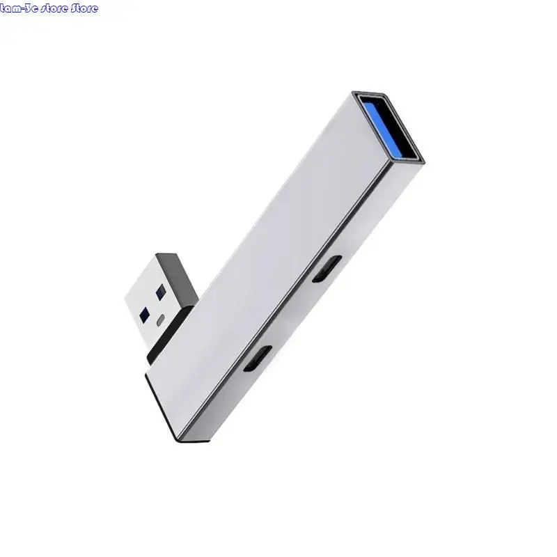 D0UA alumínio USB3.0 Hub USB Splitter USB Expander USB para 2Type C e USB Port Expander para transmissão dados rápida