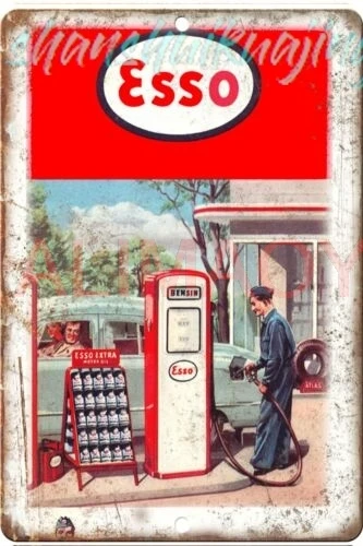 Tin Sign 8 x12 Esso Gas and Oil Station Full Service Retro Vintage Adveretising sign