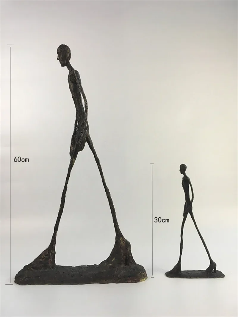 Handmade Carvings Brass Character Statue Walking Man Person Lone Walker Art Decorative Sculpture Home Decoration Bronze Crafts