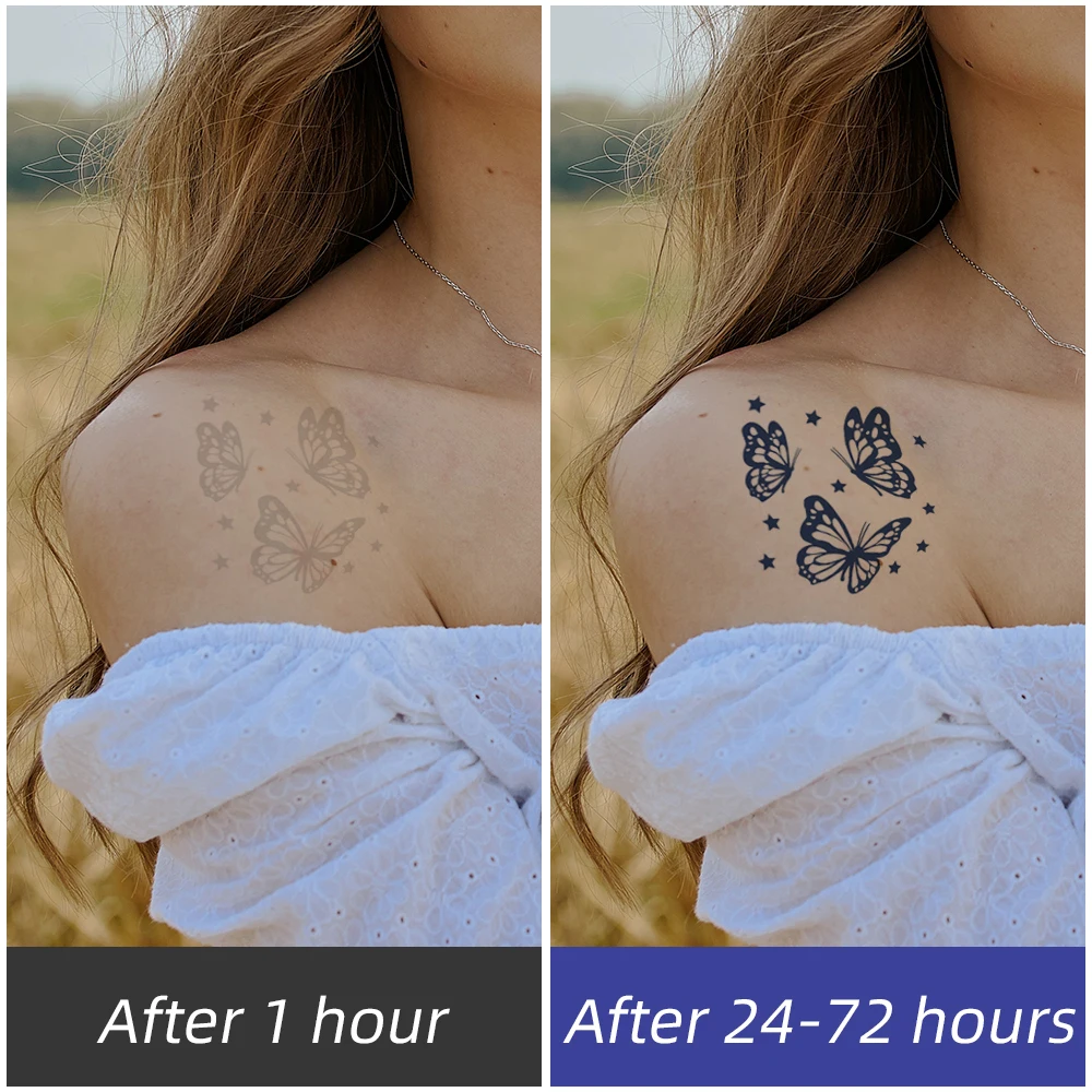 40Style Juice Ink Tattoos Semi-Permanent Temporary Tattoo Stickers Butterfly Rose Bunny Waterproof  Body Arm Fake Tattoos Women