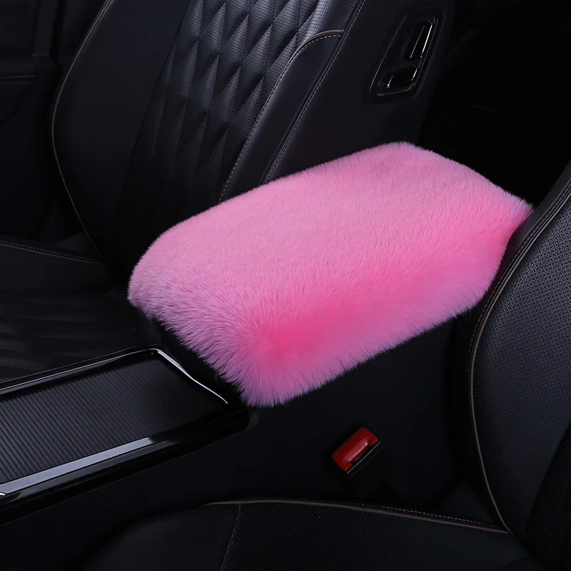 Soft Furry Polyester Armrest Box Pad Cover Center Console Box Armrest Pad Cushion Women Accessories Universal Fit