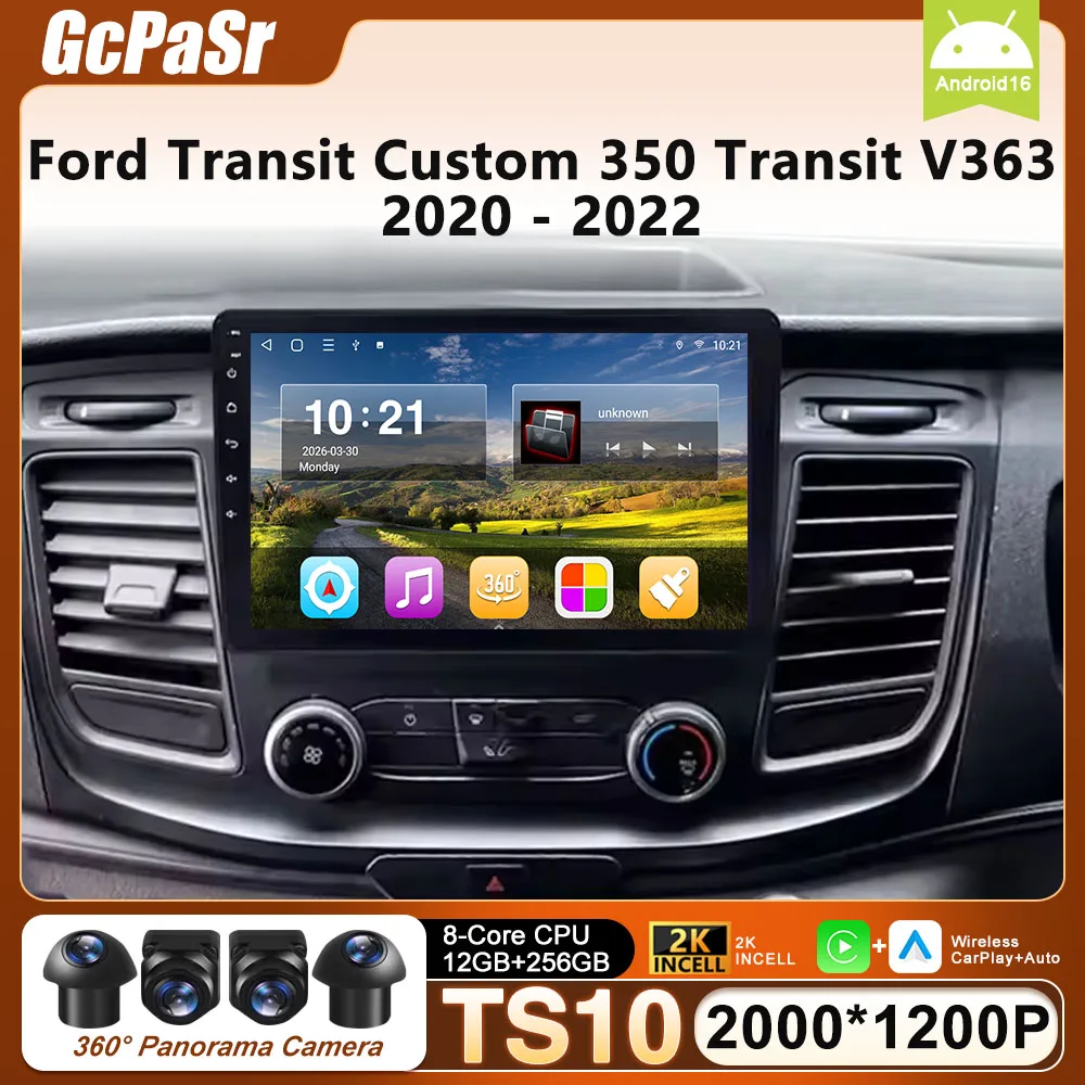 Android Auto Radio Navigation GPS For Ford Transit Custom 350 Transit V363 2020 - 2022 Multimedia Video Player NO 2din Head Unit