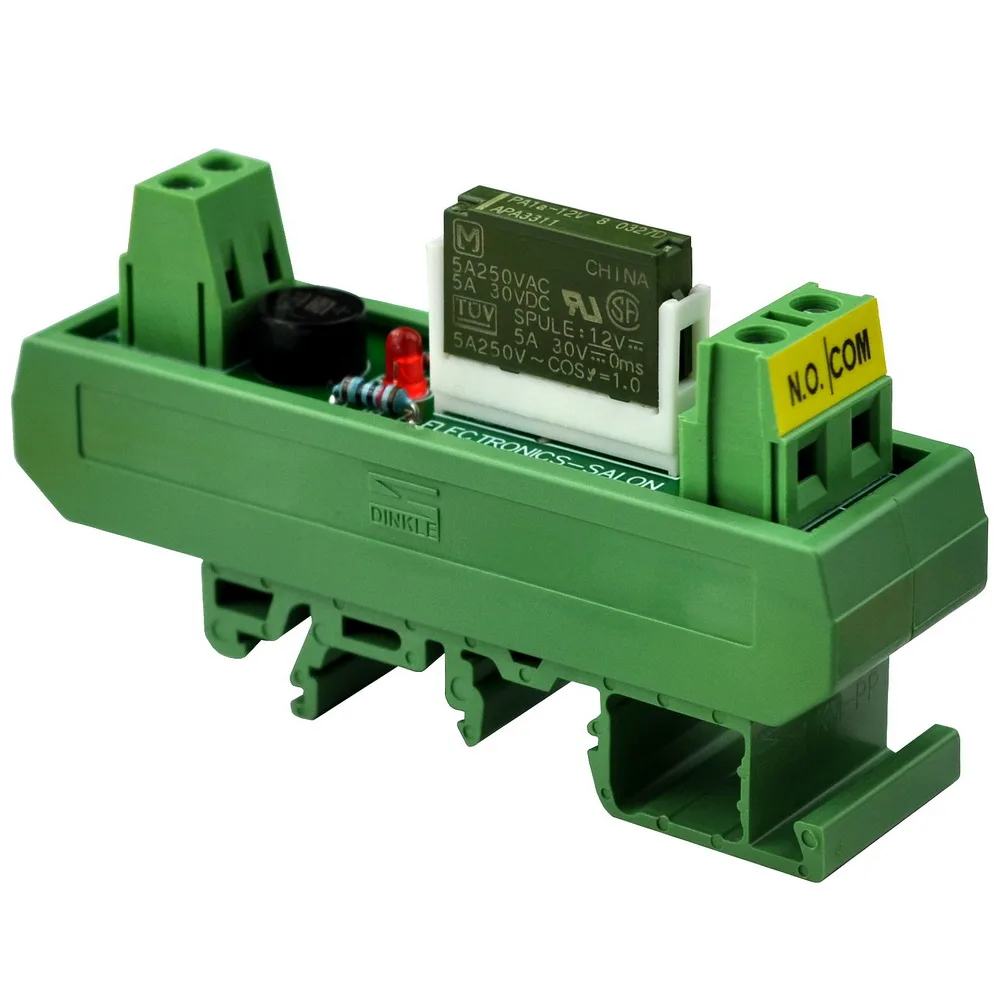 

ELECTRONICS-SALON AC/DC 12V Slim DIN Rail Mount 5Amp SPST-NO Power Relay Interface Module, PA1a-12V.