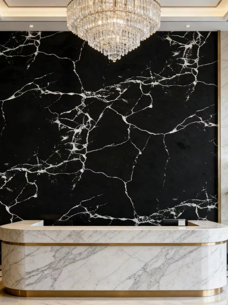 Black Marble Patterned Wallpaper Self-adhesive Waterproof Wallpaper Fashionable and Minimalist Home Background Wall Wallpaper