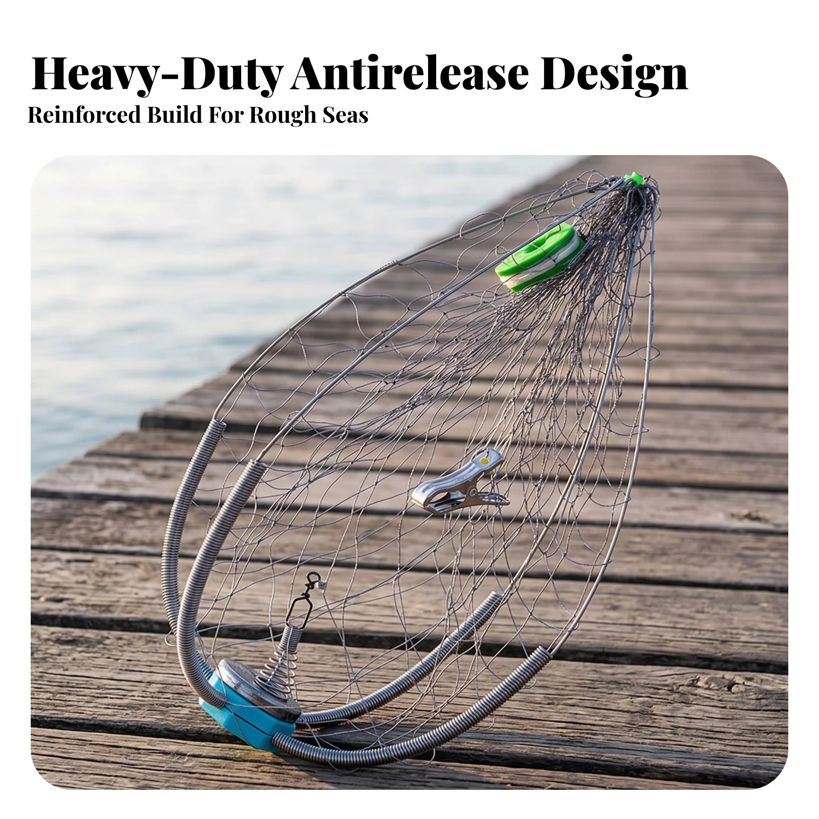 Crab Net Net Fine Mesh Crab Net with Clip Gear Stainless Steel Weighted for Crabbers, Saltwater Fishing