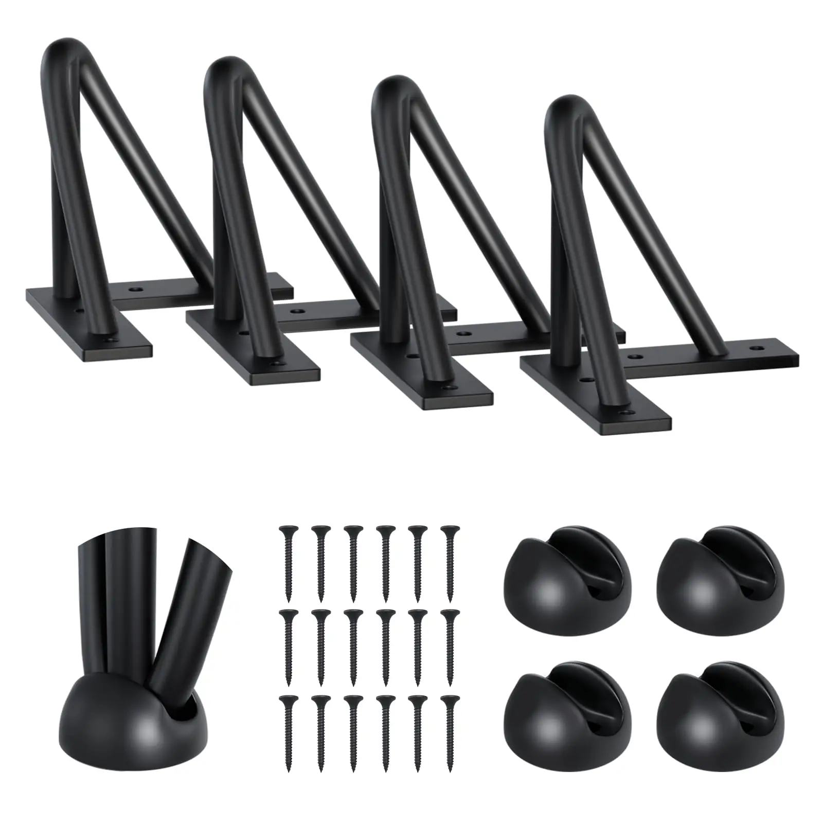 

4-Pack 4-Inch Black Steel Hairpin Legs For DIY Tables Benches Chairs, Includes 16 Screws And 4 Rubber Caps, 880 Lbs Max Load