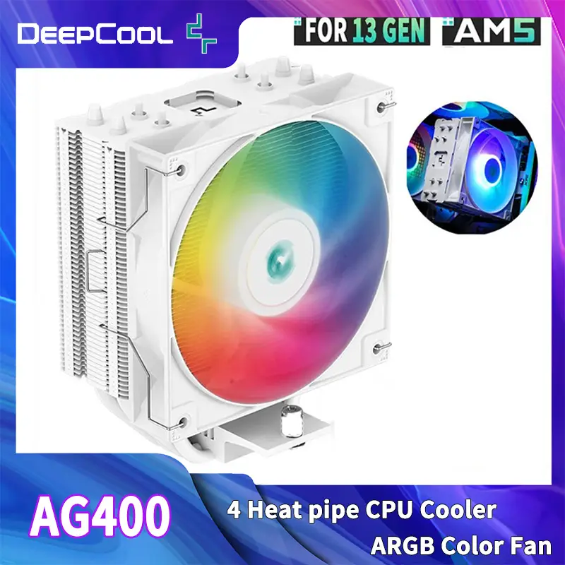 Deepcool ag400 4 tubo de calor cpu refrigerador refrigerado a ar argb pwm tdp 220w radiador cpu para lga1700 1200 115x 1151 1155 amd am4 am5