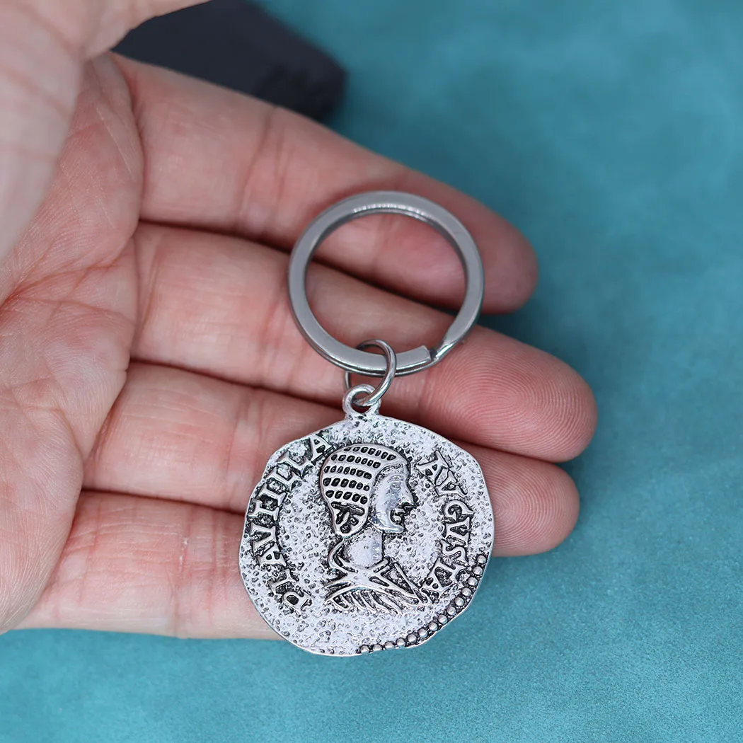 Ancient Rome Engraved PLAUTILLA AVGVSTA Rome Coins Pendants Keychain Denier Coin Key Chains Keyring For Men Women