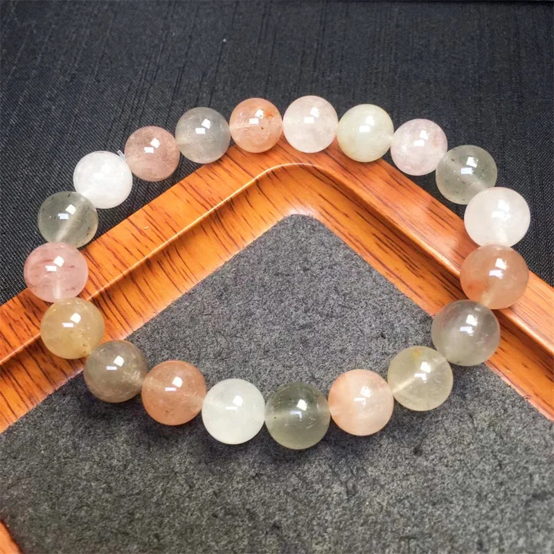 Natural Colored Rabbit Hair Quartz Bracelet Women Healing Gemstone Crystal Strand Bangles Lovers Jewelry Gift 1PCS