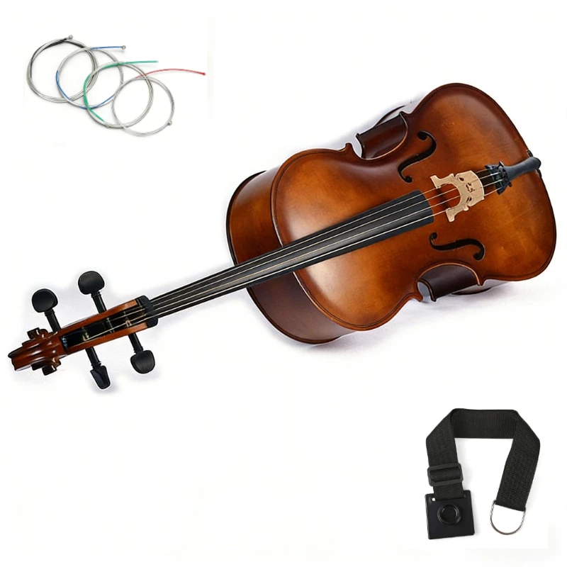 Full Size 4/4 3/4 1/2 Matte Natural Color Basswood Panel Cello for Beginner, Adult Practice with Bag Bow Strings Anti-slip Mat