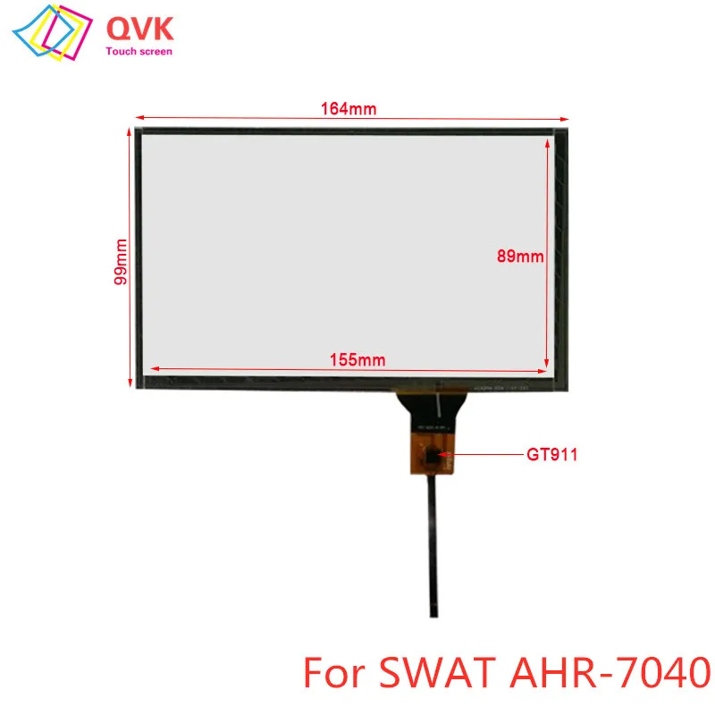 QVK Black 7 Inch For SWAT AHR-7040 2Din Capacitive Touch Screen Digitizer Sensor External Glass Panel