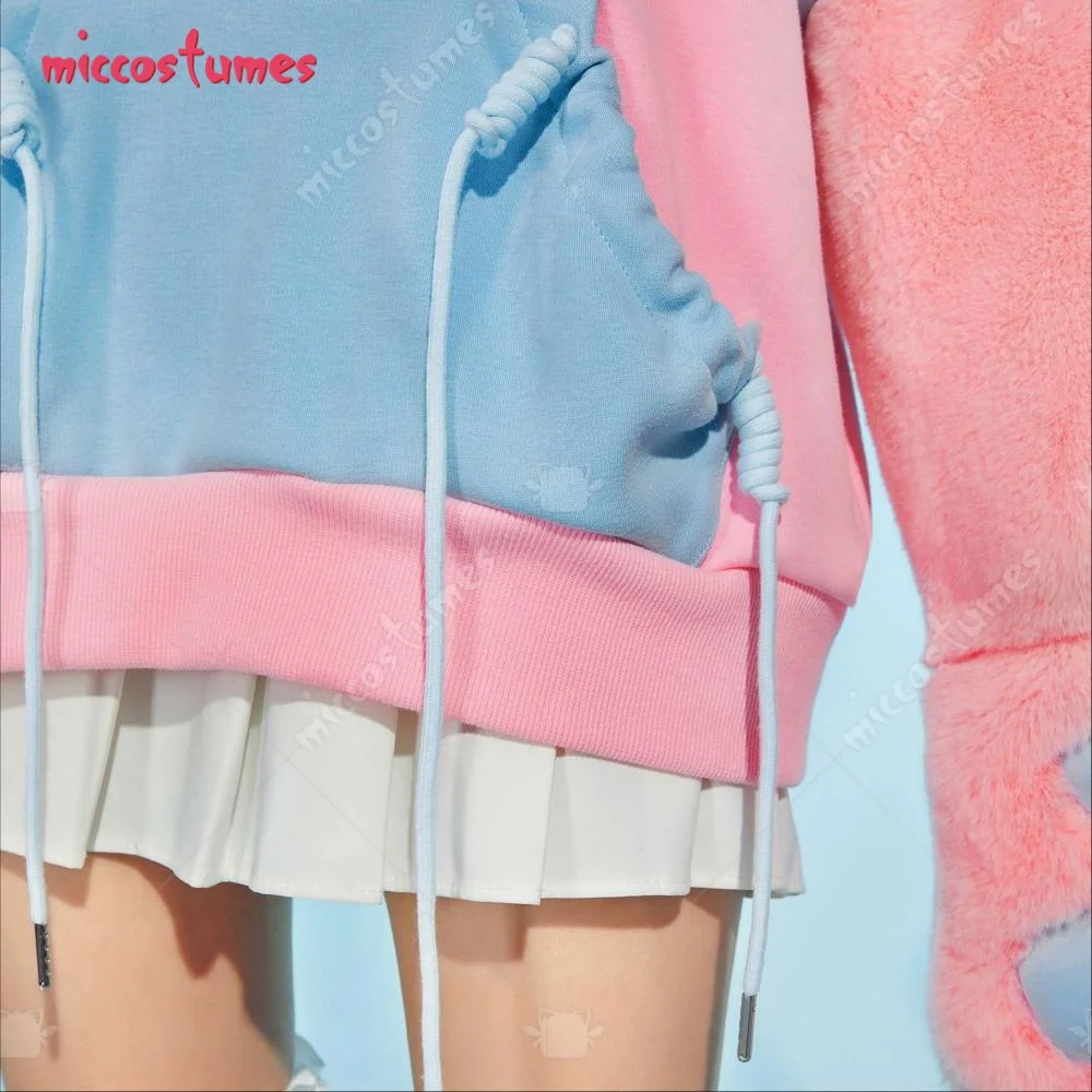 【Ready for Ship】Miccostumes PM Derivative Pink Pullover Hoodie with Detachable Bag Design Furry Cat Paw Gloves Kawaii Sweatshirt