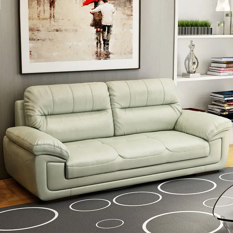 Office sofa cowhide simple modern office sofa three-person reception business meeting sofa combination wholesale