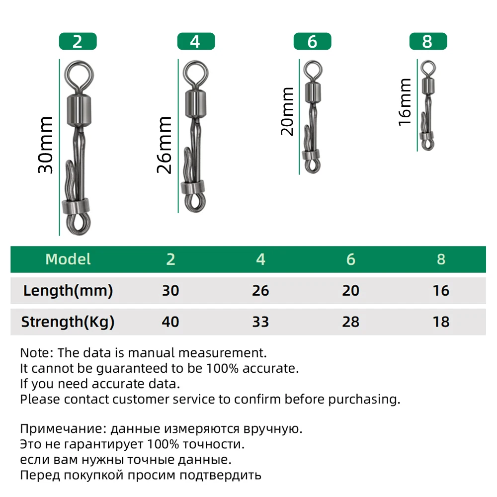 DNDYUJU 20X Carp Rolling Swivel With Lock Snap Quick Change 8-Shape Ring Carp Fishing Pellet Line Connector Fishing Accessories