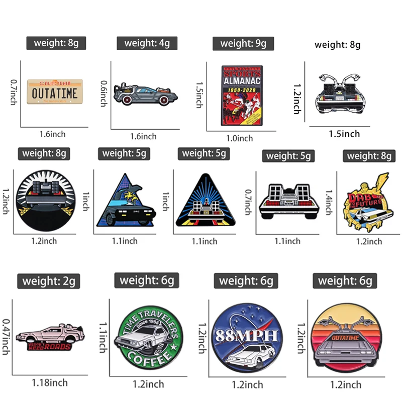 Back To Future Brooch Enamel Pins Retro Car Time Machine Sci-Fi Movies Brooches Jacket Lapel Badge Jewelry Gift for Fans Friends