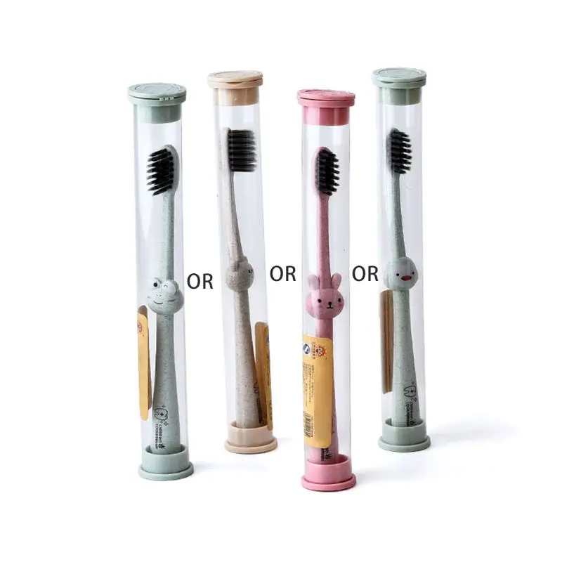 

Q0KB Детская зубная щетка из пшеничной соломы, бамбуковая угольная щетка, милый кролик для лягушки, медведя Пэн
