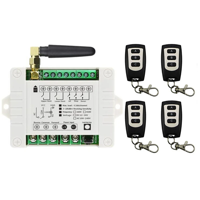 433Mhz RF AC 110V 220V  Electric Door/Curtain/Shutters Limit Wireless Radio Remote Control Switch For Forward and Reverse Motors
