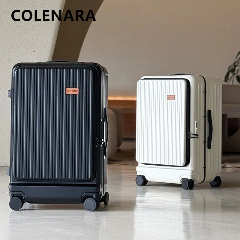 

COLENARA 20"24"26Inch USB Charging Suitcase Front Opening Laptop Boarding Case Multifunctional Trolley Case Travel Suitcase