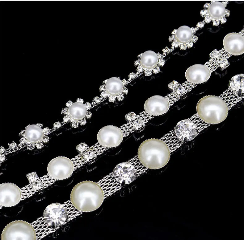 10 Yards Strass-Kette Perlen-Diamant-Ketten Bekleidungszubehör DIY Strass-Band Hochzeits-Party-Geschenk-Dekoration – Detail 2