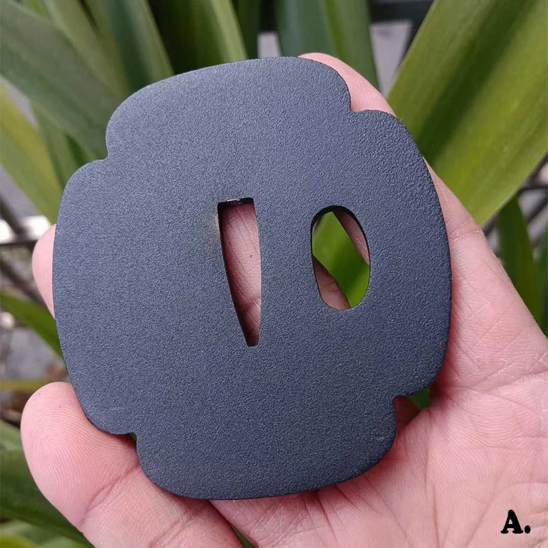 Tsuba Iron Laser Cutting,DIY Japanese Katana Handle Guard, Frosted, Matt Color, Minimalist Style, Mountings of Japanese Swords