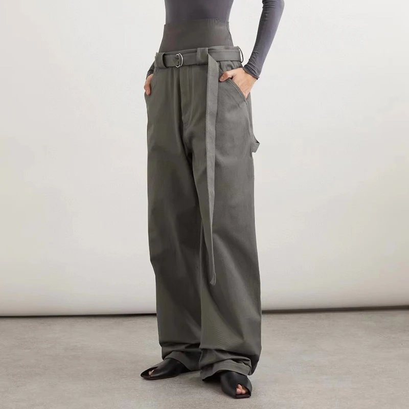 Nuovi pantaloni Patchwork in maglia autunno da donna, pantaloni larghi decorativi con cintura, cotone di alta qualità, 2024, y2k